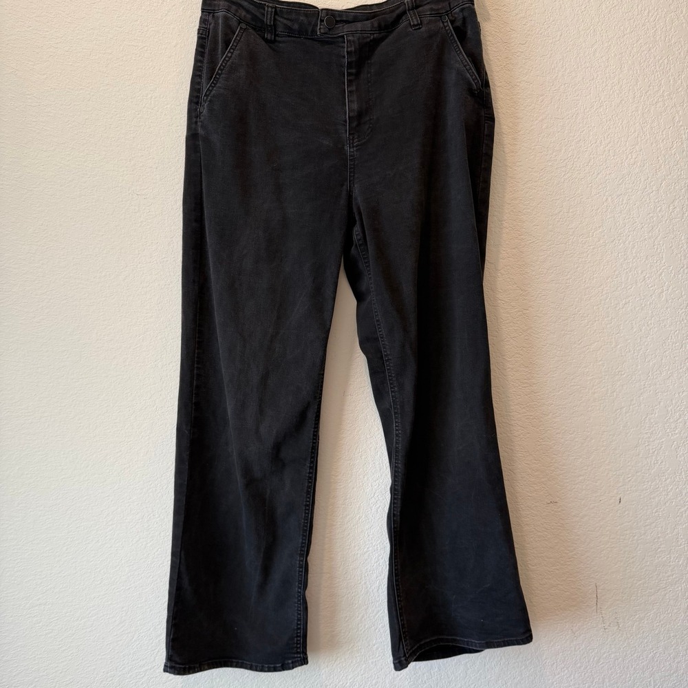 OAT New York Womens High Rise Wide Leg Jeans Washed Black Size 12/31
